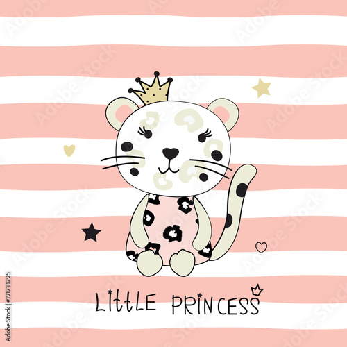 Vector illustration with cute little leopard