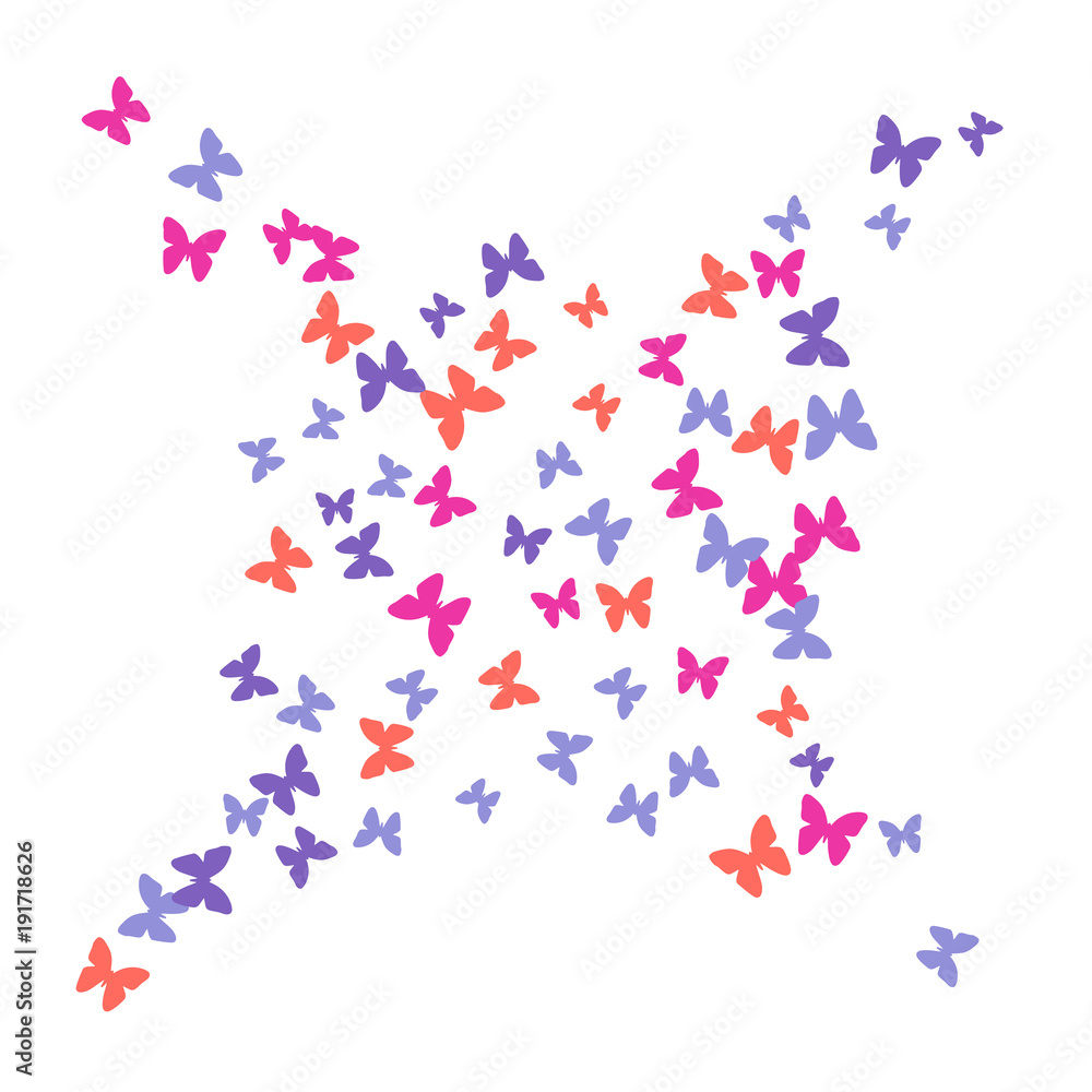 Spring Background with Colorful Butterflies. Simple Feminine Pattern for Card, Invitation, Print. Trendy Decoration with Beautiful Butterfly Silhouettes. Vector Background with Moth Spring Background with Colorful Butterflies. Simple Feminine Pattern for Card, Invitation, Print. Trendy Decoration with Beautiful Butterfly Silhouettes. Vector Background with Moth