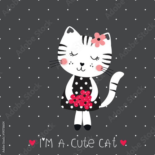 Vector illustration with cute cat