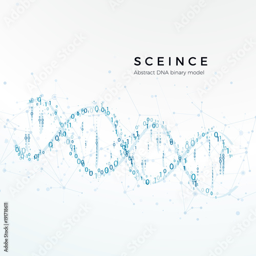 Abstract DNA binary model. Genetic code. Science and futuristic concept. vector illustration isolated on white