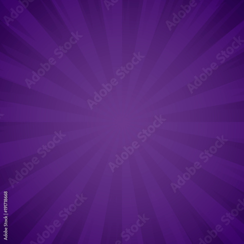 Purple grunge background texture. Sunburst, light rays effect. Explosion and radiate violet beams. Vector illustration