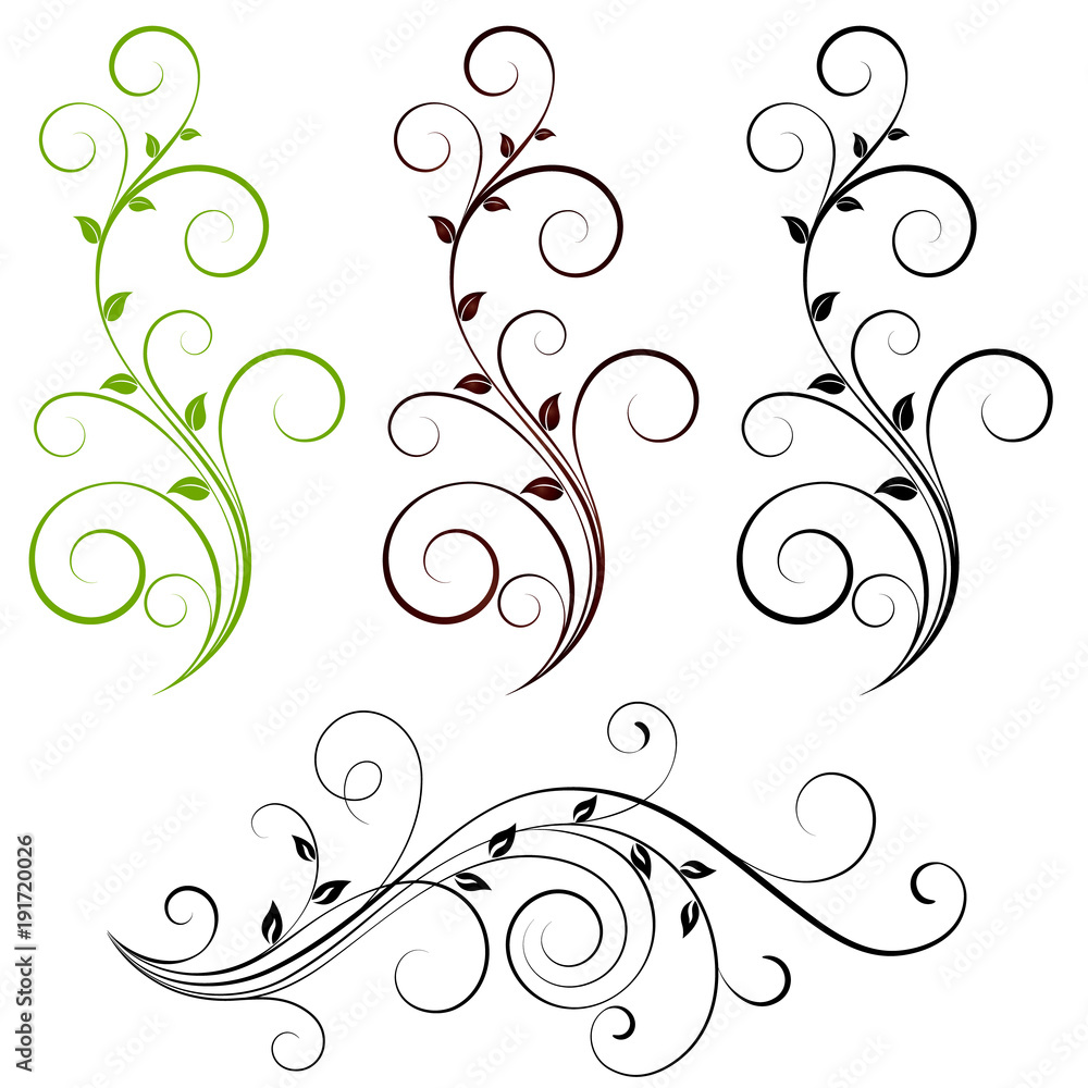 Set of floral elements for design. Set of floral elements for design.