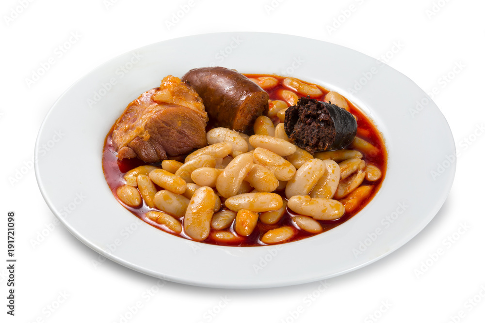 Plato típico de fabada asturiana