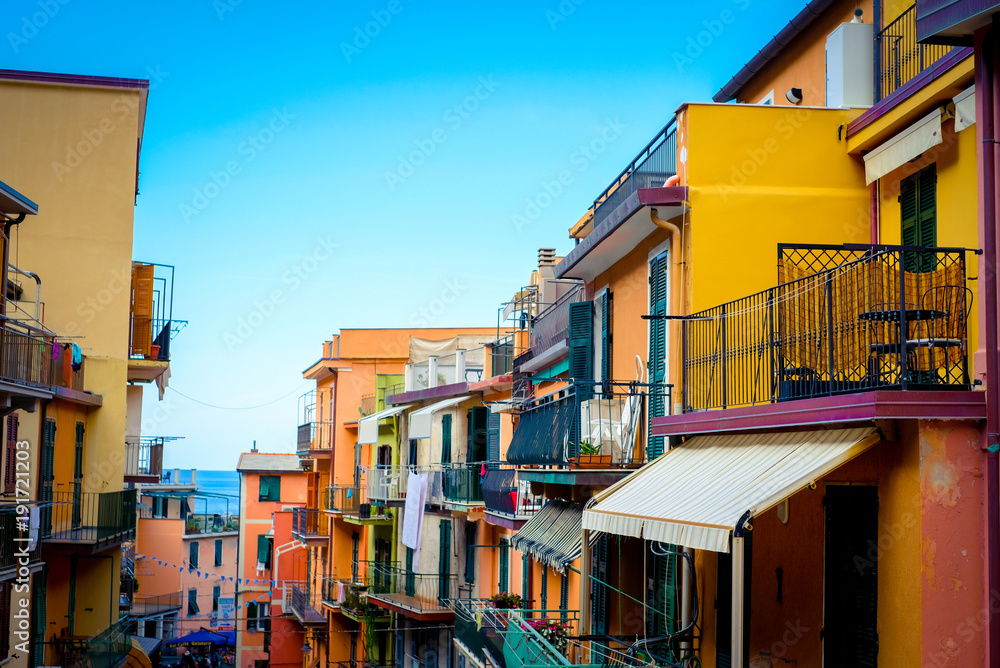 View of colorful building in Cinque Terre  of Italy that have 5 village.   