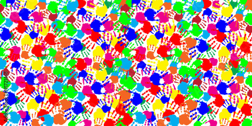 Vector festive palmprints rectangle template