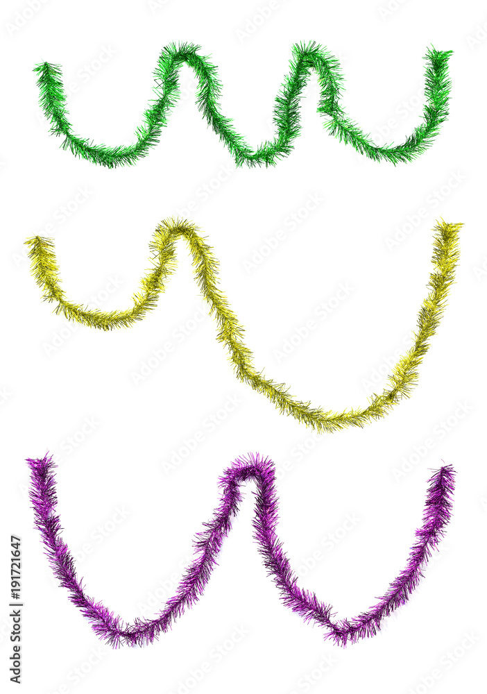 Christmas tinsel isolated on white background. Christmas tinsel isolated on white background.