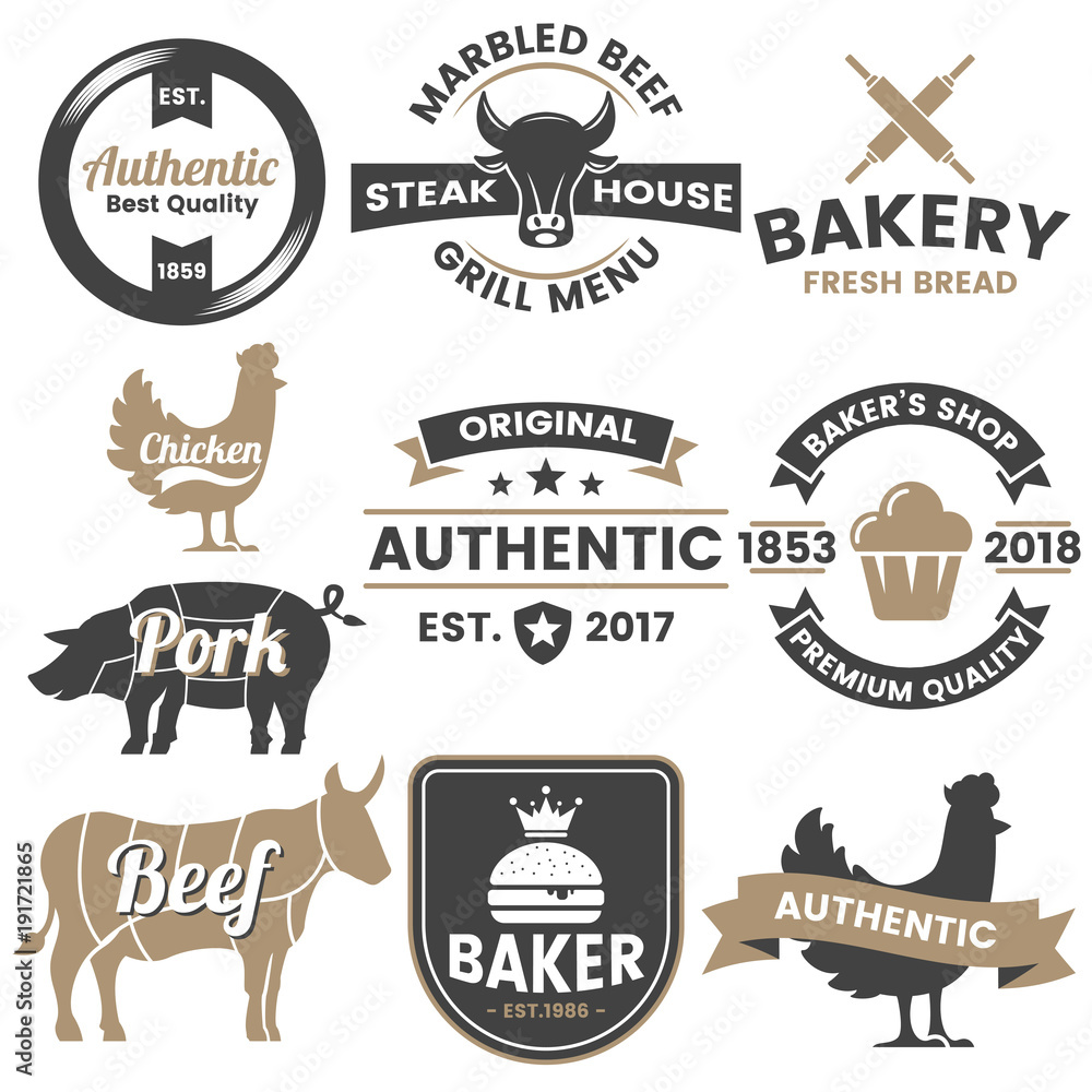 Naklejka premium Restaurant Retro Vector Logo for banner