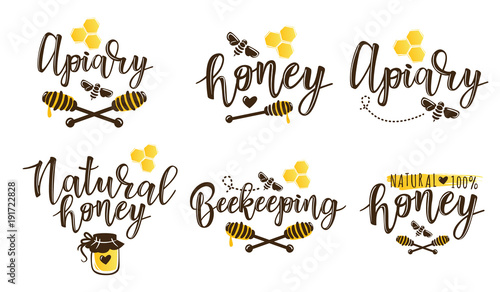 Vector illustration of beekeeping set