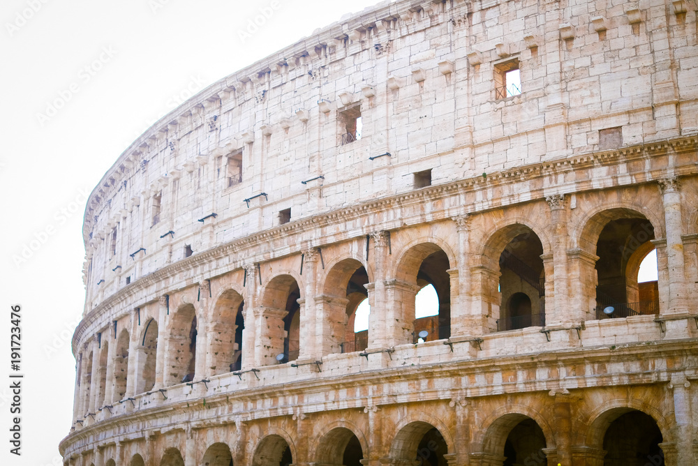 View of Colosseum in Rome,Italy,Europe. Rome ancient arena of gladiator fights.
