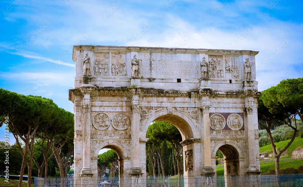 View of the Arch of Constantine in Rome,Italy,Europe.