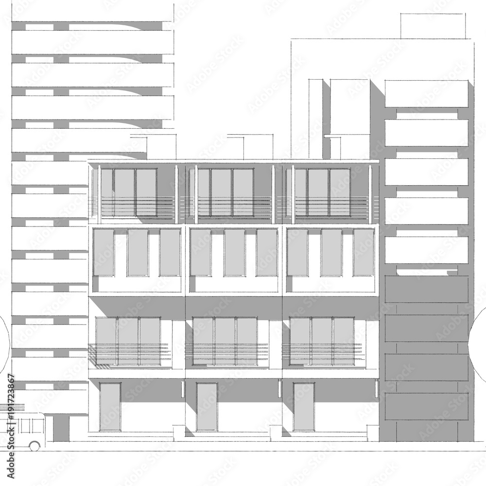 Abstract architectural drawing sketch,Illustration Abstract architectural drawing sketch,Illustration