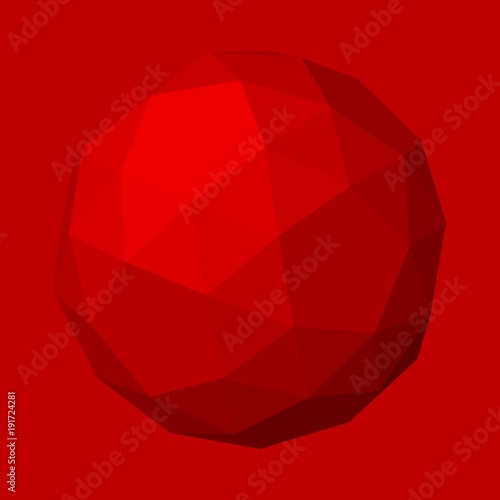 Wire frame style design. Platonic solid design. Red background