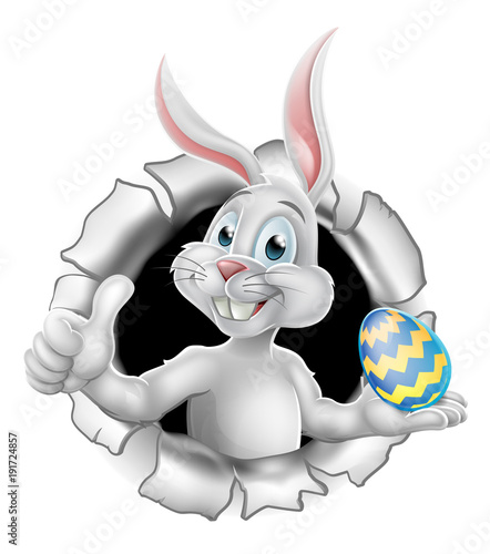 Easter Bunny Rabbit Thumbs Up Holding Egg