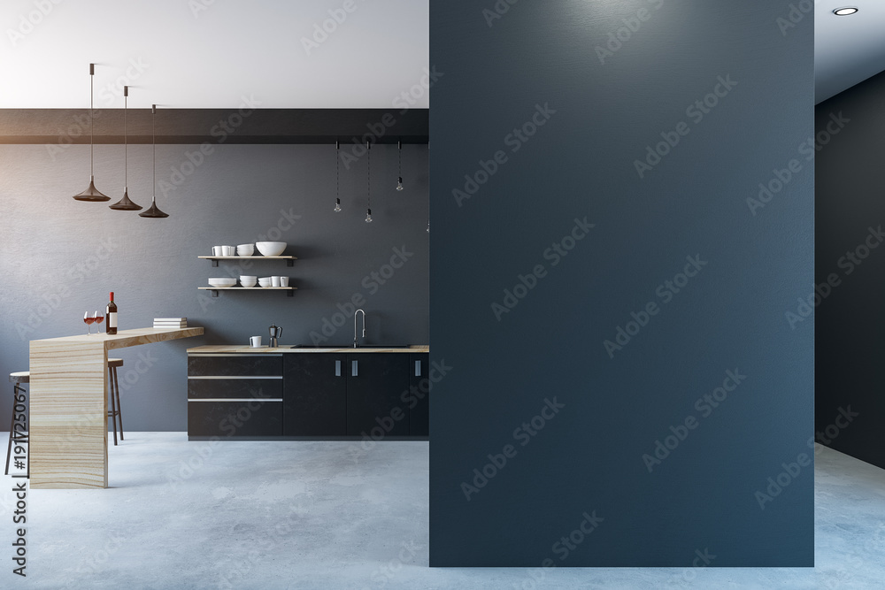 Modern kitchen with copy space - obrazy, fototapety, plakaty 