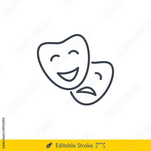 Comedy & Drama Icon / Vector - In Line / Stroke Design