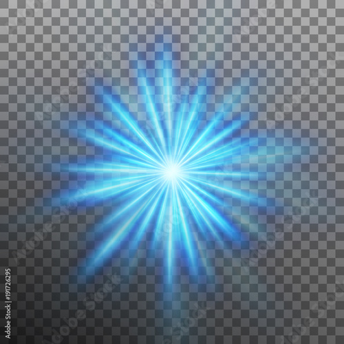 Blue burst color forces light. Transparent background only in EPS 10