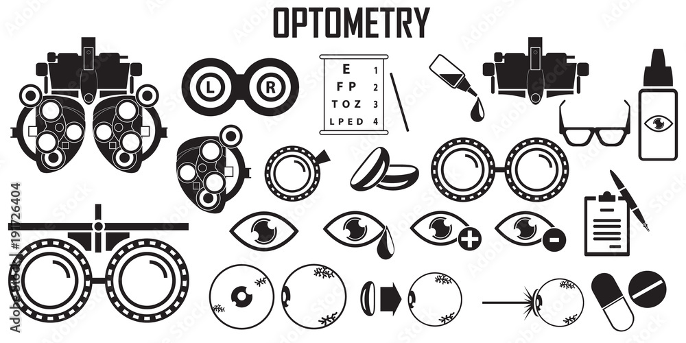 Optometry Icons Set. Optometry Icons Set.