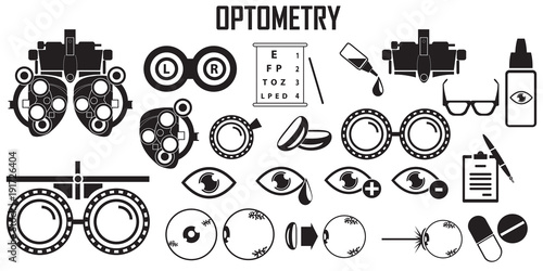 Optometry Icons Set.