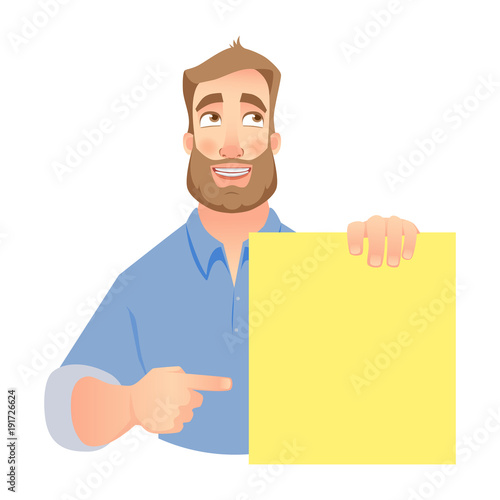 Man holding blank banner