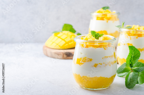 Obraz na płótnie Greek yogurt with mango