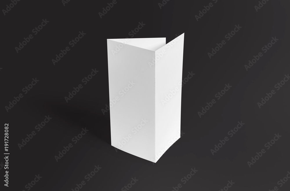Tri-fold brochure mock-up. Blank brochure white template paper on background. Three fold paper brochure for your design. Tri-fold brochure mock-up. Blank brochure white template paper on background. Three fold paper brochure for your design.