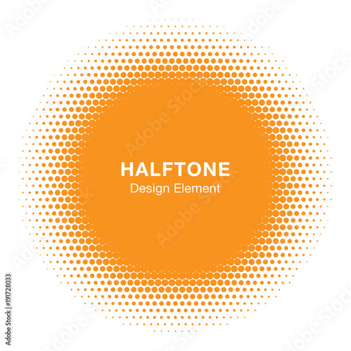 Sunny Circle Halftone Logo Design Element. Sun vector icon. Sun halftone emblem for health, treatment, medical, cosmetic, pharm. Honey sun logo vector illustration