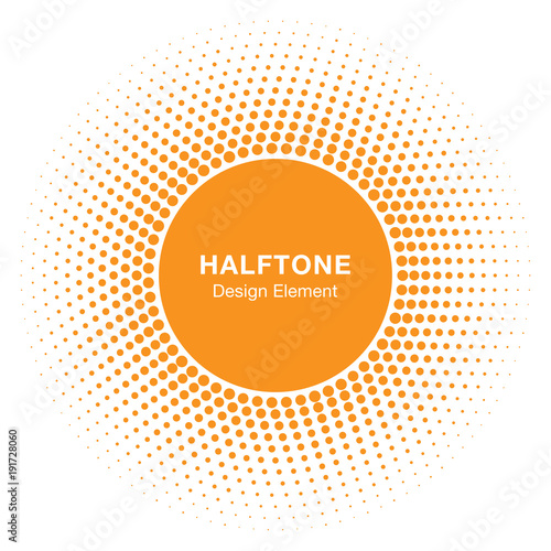 Sunny Circle Halftone Logo Design Element. Sun vector icon. Sun halftone emblem for health, treatment, medical, cosmetic, pharm. Honey sun logo vector illustration