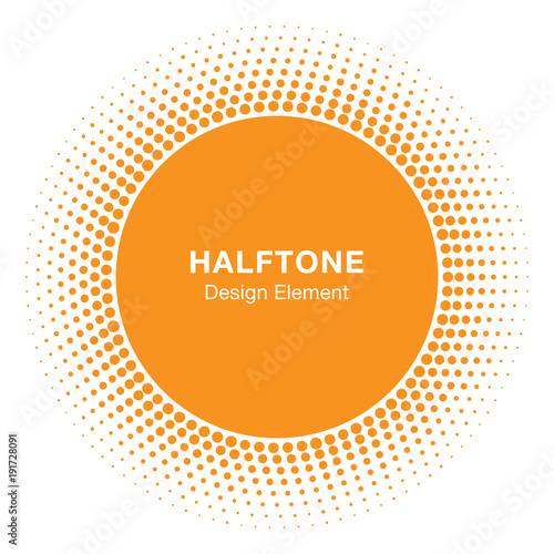 Sunny Circle Halftone Logo Design Element. Sun vector icon. Sun halftone emblem for health, treatment, medical, cosmetic, pharm. Honey sun logo vector illustration