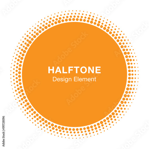 Sunny Circle Halftone Logo Design Element. Sun vector icon. Sun halftone emblem for health, treatment, medical, cosmetic, pharm. Honey sun logo vector illustration