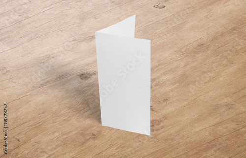 Two-leaf flyer mock-up template. Blank brochure white template paper on background for your design.