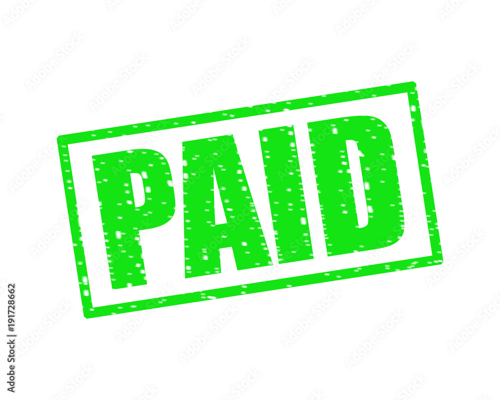 PAID GREEN Stamp Text on white backgroud PAID GREEN Stamp Text on white backgroud