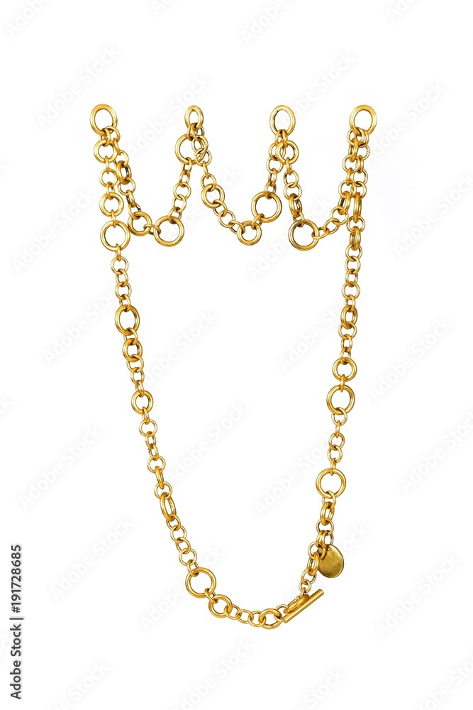 Golden necklace isolated on a white background Golden necklace isolated on a white background