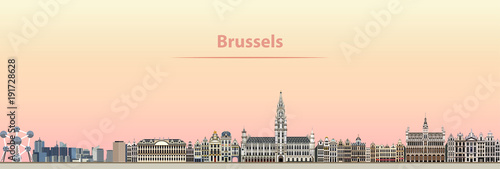 Brussels city skyline at sunrise vector illustration