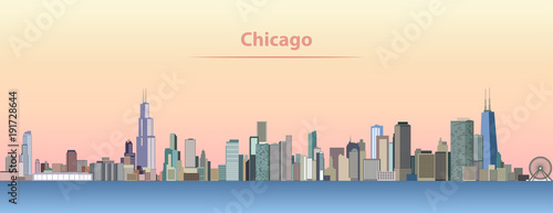 Chicago city skyline at sunrise vector llustration