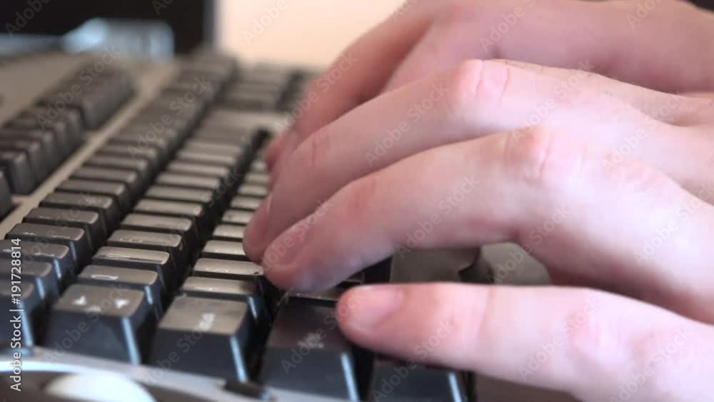 4K close up hands fingers typing fast desktop computer keyboard used keys view 4K close up hands fingers typing fast desktop computer keyboard used keys view