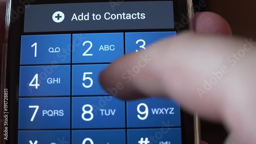 4K smart phone screen dialing number closeup finger typing contact person fast
