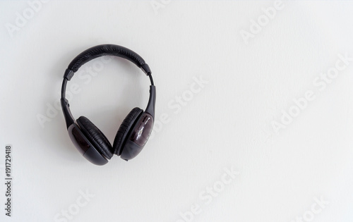closeup headphones on white background. over light