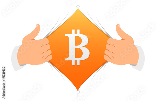 Canvas-taulu Opening shirt bitcoin vector illustration.