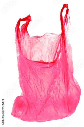 sac plastique rouge, fond blanc