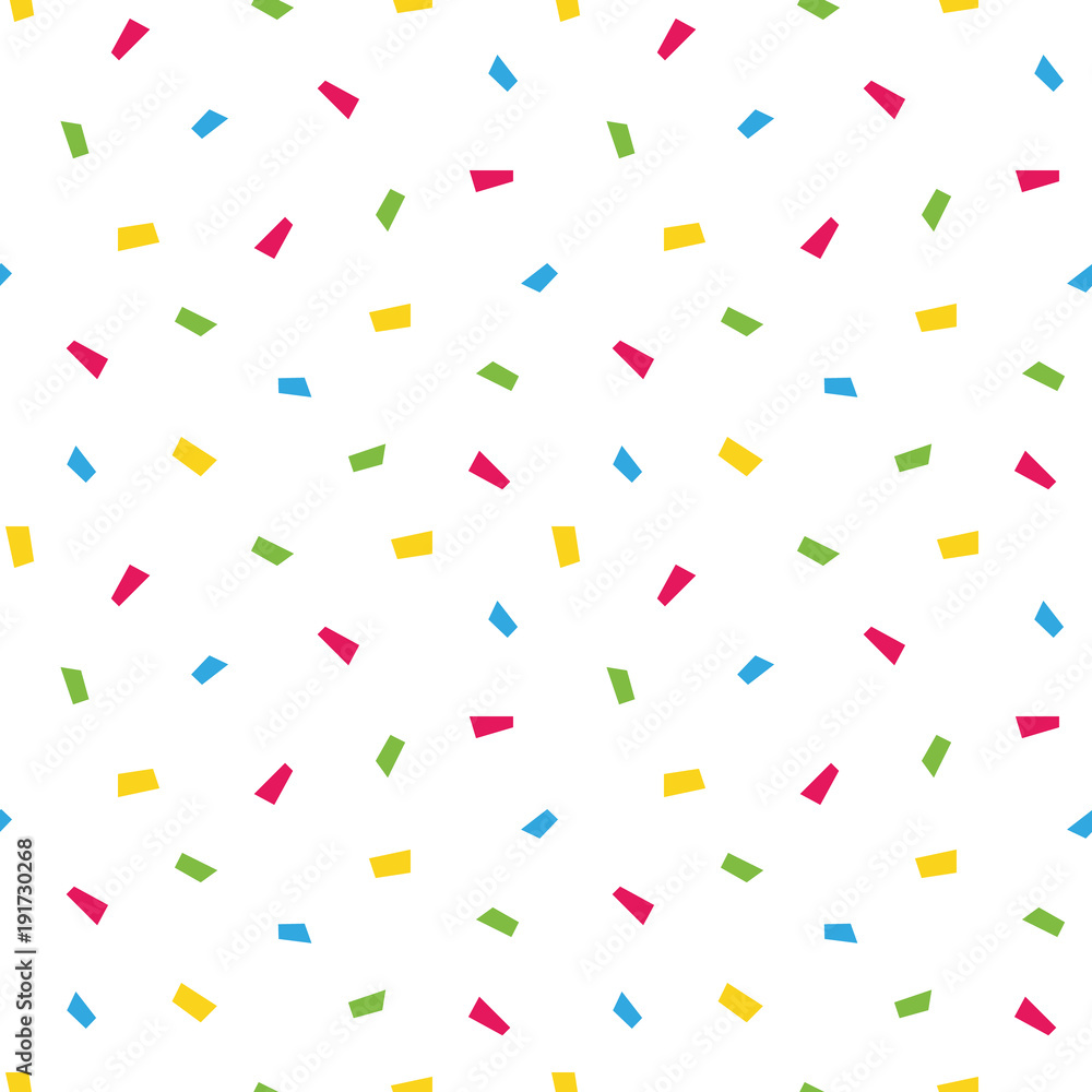 Cute colorful confetti, sprinkles seamless pattern background. Stock
