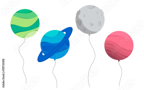 Vector illustration of planet ballons