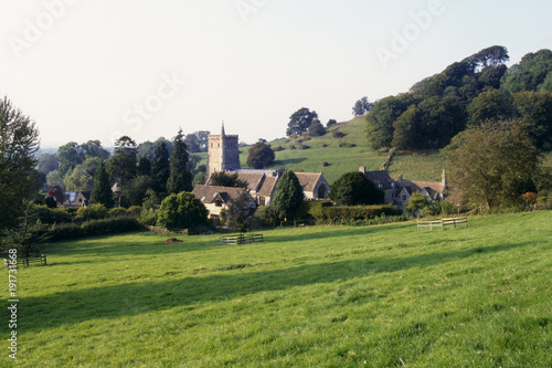 The tiny hamlet of Hawkesbury in remote rural countryside, Gloucestershire, UK