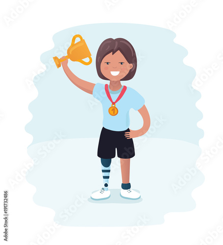 Disable Handicap Sport Paralympic Games Winner Figure Pictogram Icon
