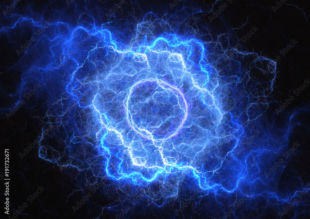 Blue plasma lightning cloud, electrical storm Blue plasma lightning cloud, electrical storm