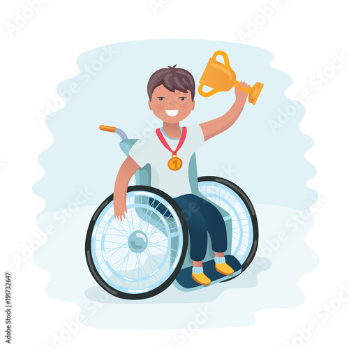 Cartoon illustration of a boy in a wheelchair