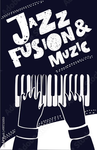 Live Jazz Calligraphy Illusion Logo Lettering with Piano Keys  photo