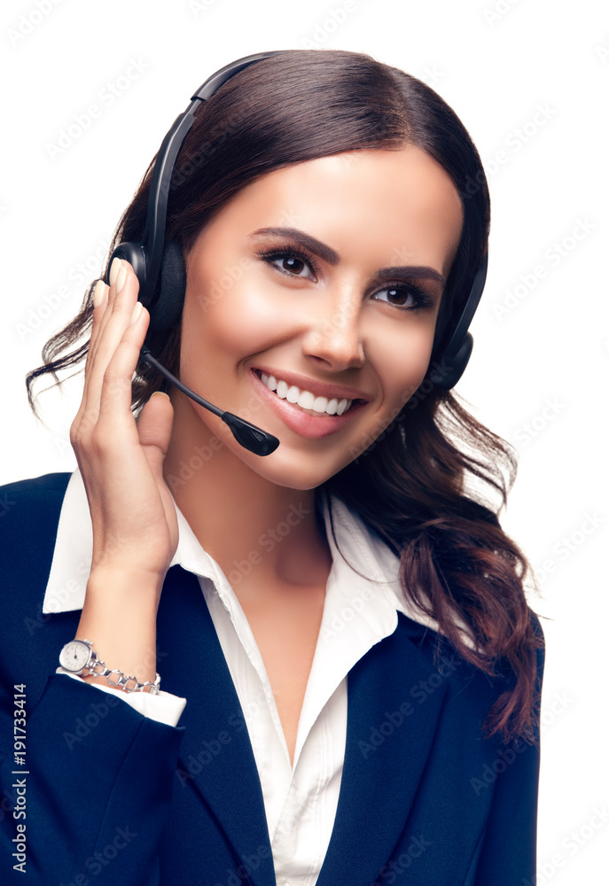 Portrait of customer support phone operator Portrait of customer support phone operator