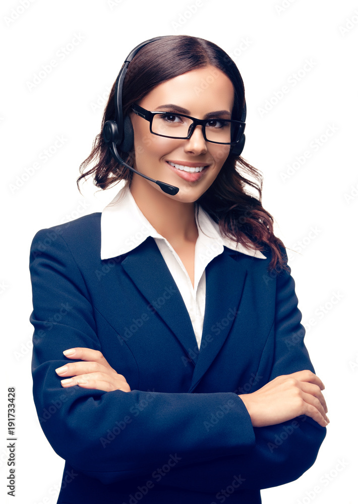 Portrait of customer support phone operator Portrait of customer support phone operator