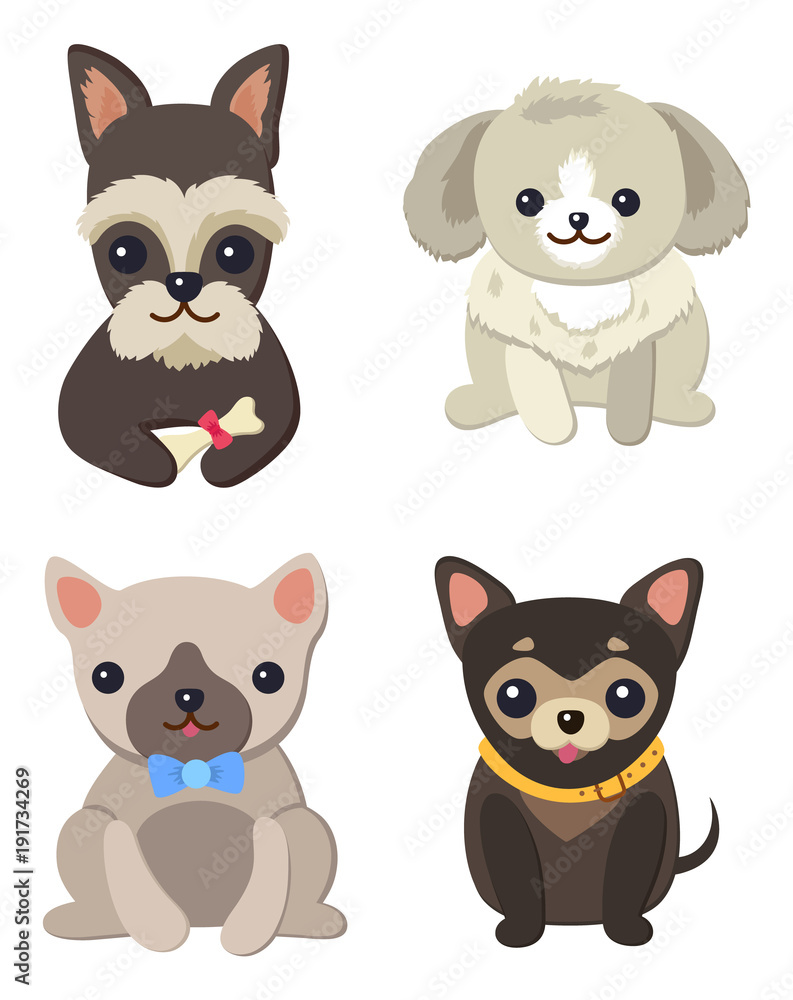 Dogs Variety Collection Poster Vector Illustration Dogs Variety Collection Poster Vector Illustration