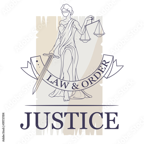Femida -lady of justice. Lady Lawyer logo. Themis emblem. Law And Order Company Vector Logo Design Template.